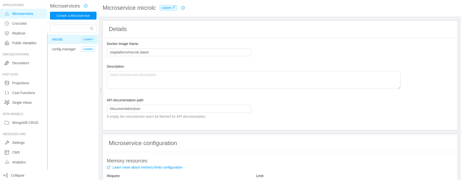 Microservices configured